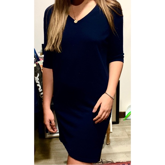 Demylee NY Cashmere/Wool/Silk Navy Sweater Dress S - Picture 3 of 7